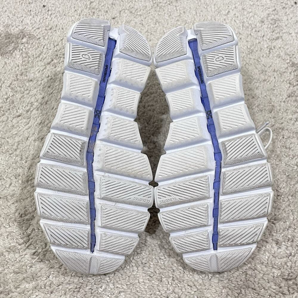 On Running Cloud Athletic Shoes in White with Light Purple Accents - Picture 9 of 9